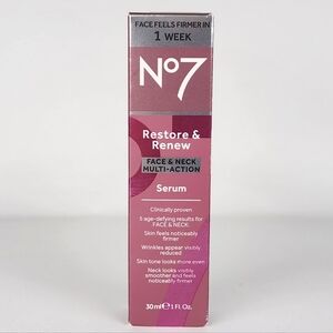 No7 Restore and Renew Neck & Multi Action Serum 30ml NEW